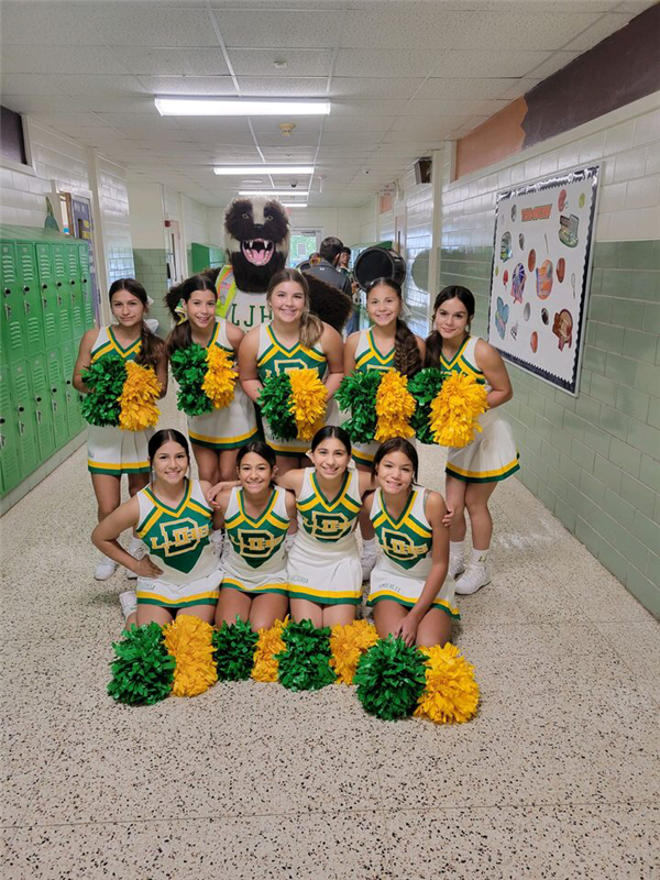2023 LJHS Cheer Team waiting to send off the football boys to beat Ingleside.